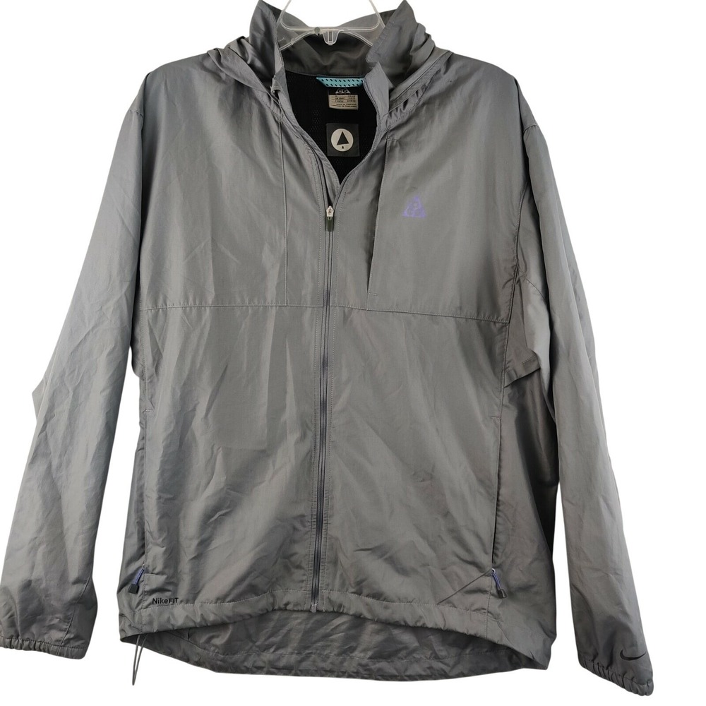 Nike Mens ACG Nike Fit Windbreaker Hiking Jacket Gray Size Medium